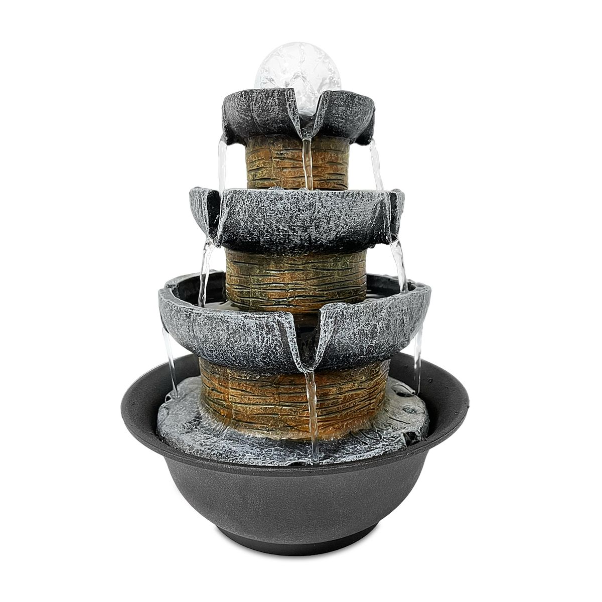 MUNDO ONLINE - Fuente de agua Cascada natural 3 niveles con iluminación LED