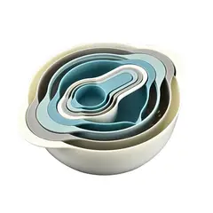 CRUSEC - Juego De 8 Tazones Anidados Con Medidoras Multifuncion Azul