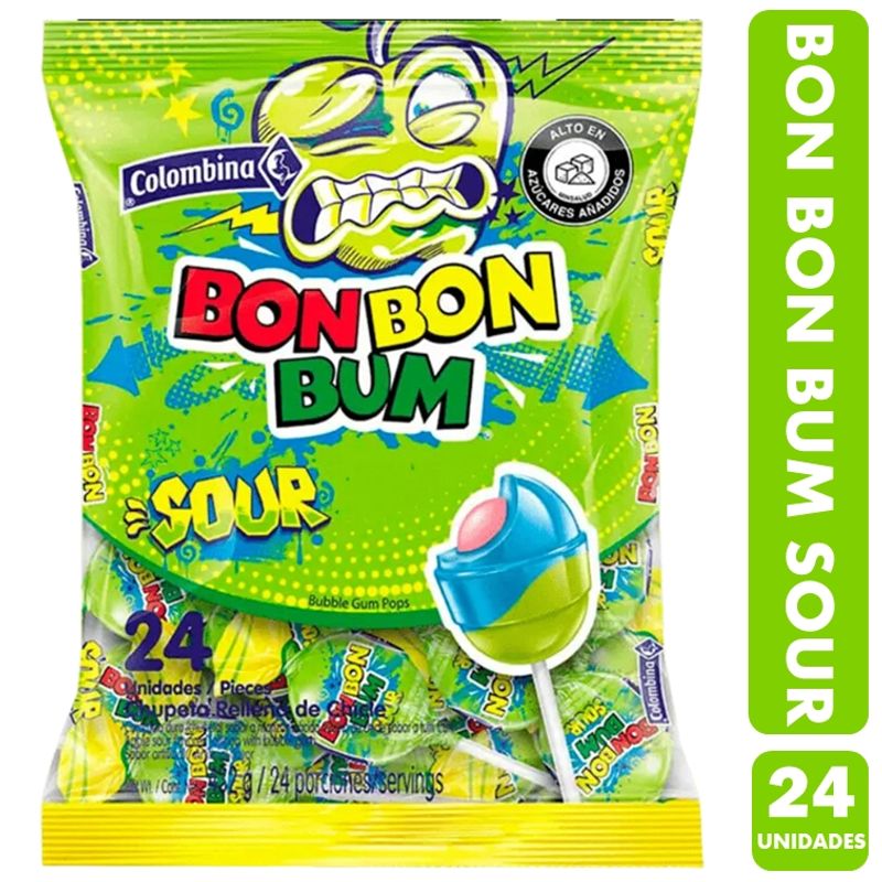 GENERICO - Bon Bon Bum Sour - Sabor Manzana Ácida (bolsa Con 24 Uni)