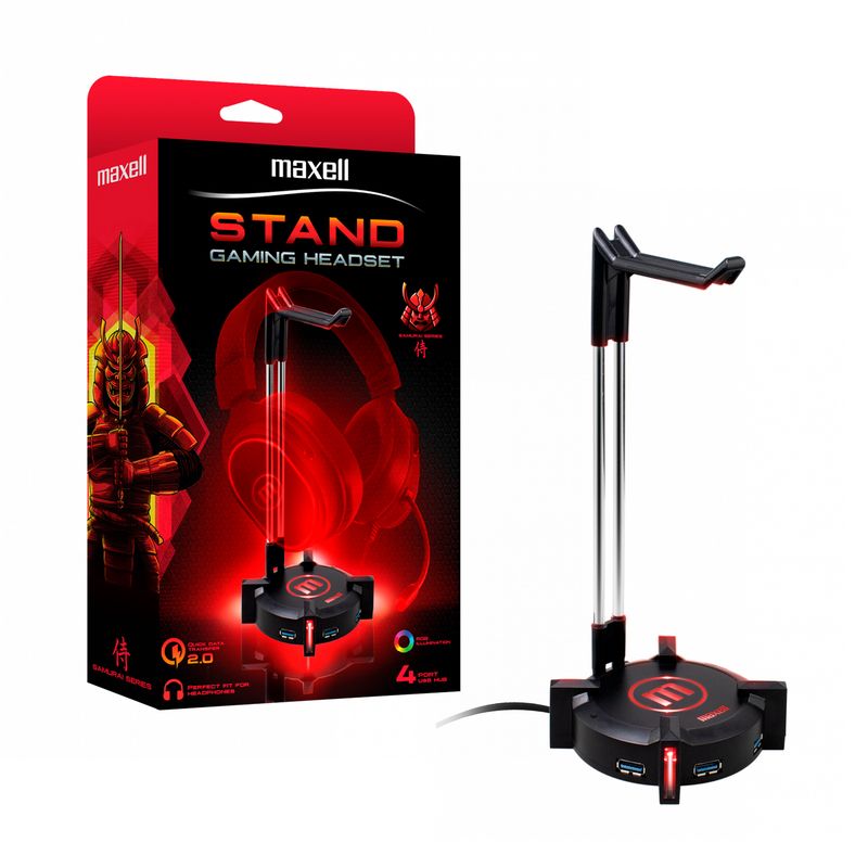 MAXELL - Soporte para Audifonos Stand Gamer Maxell 4 Puertos USB 2.0