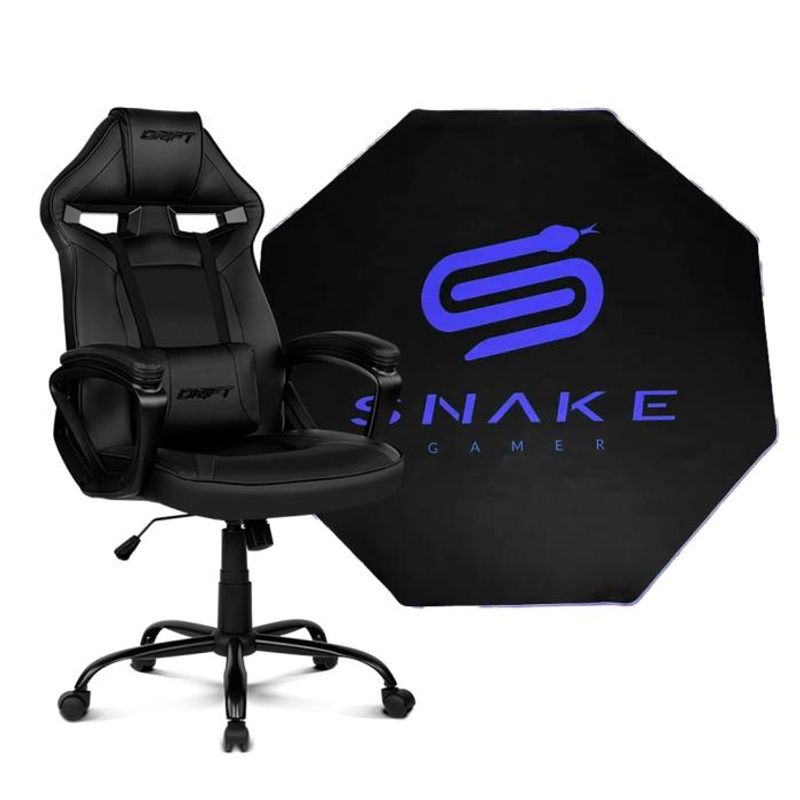 DRIFT - Silla gamer Drift DR50 Black  Alfombra Snake Gamer 120x120cm