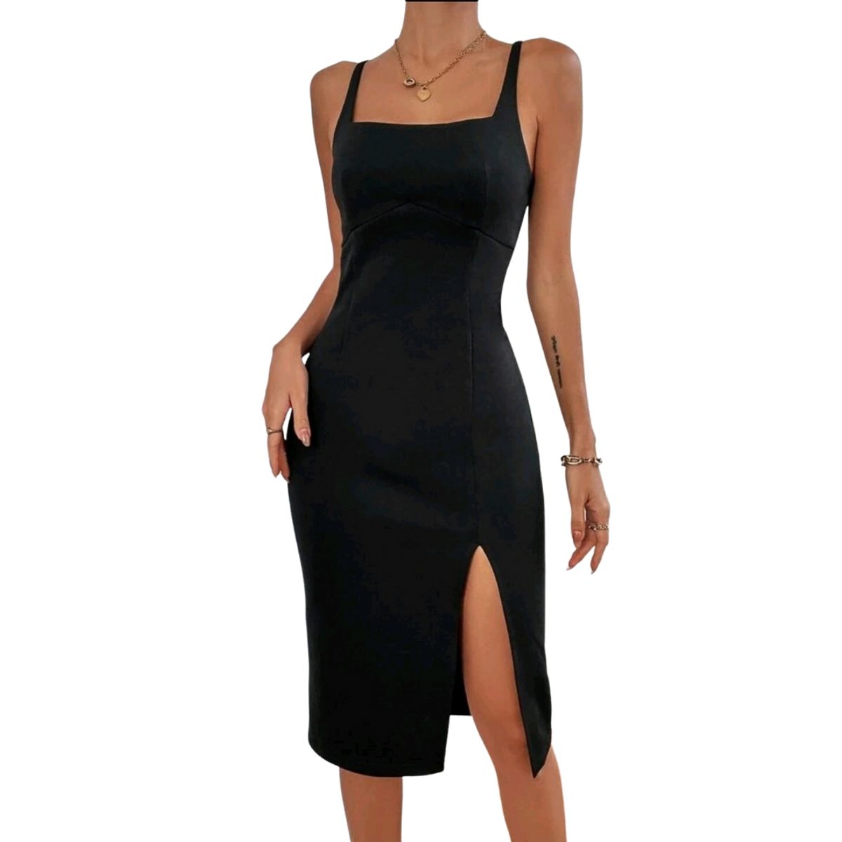 GENERICO - VESTIDO AJUSTADO SIN MANGAS CON ABERTURA IDEAL PARA VERANO V040
