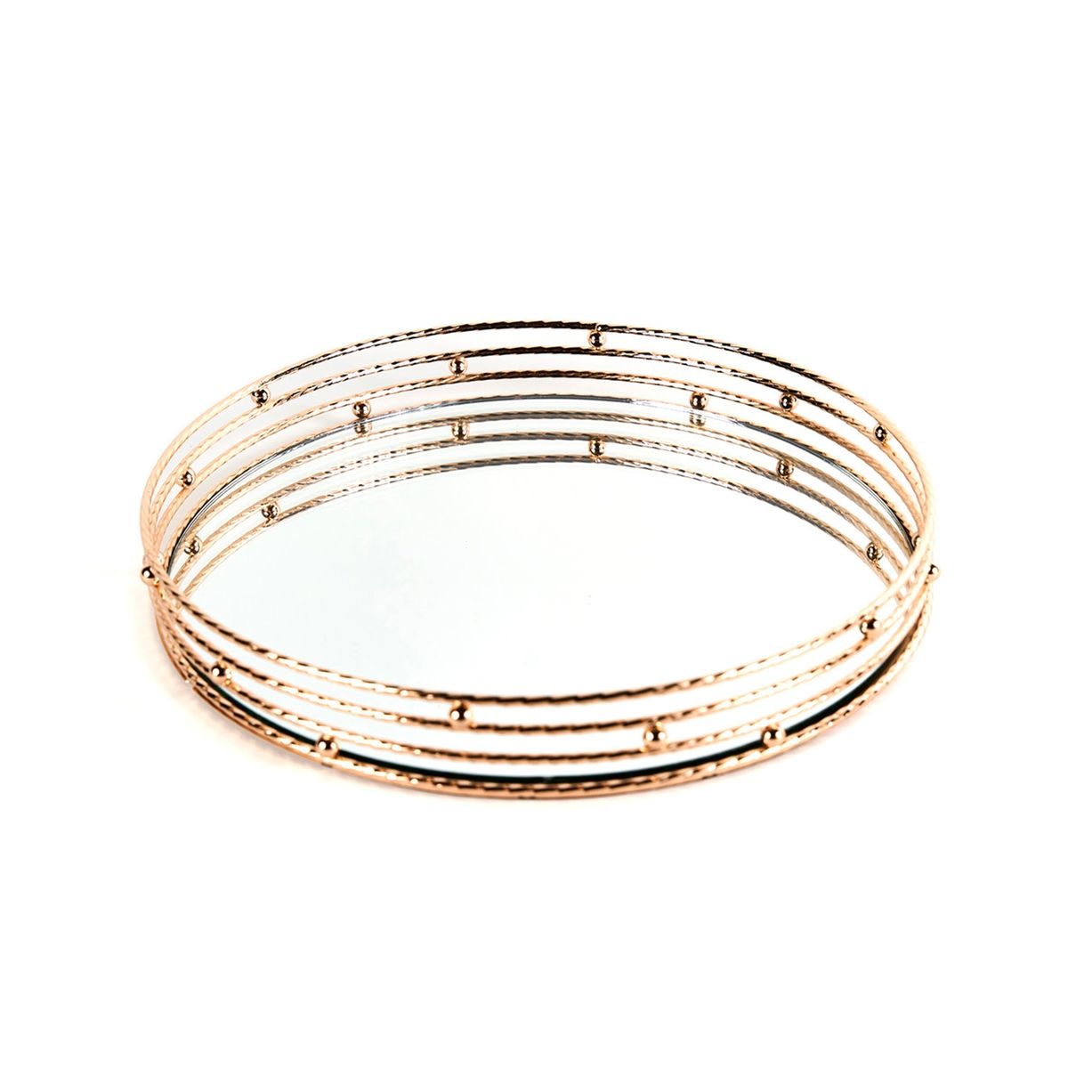 MUNDO ONLINE - Bandeja Decorativa Espejo Gold Centro de Mesa 28 cm