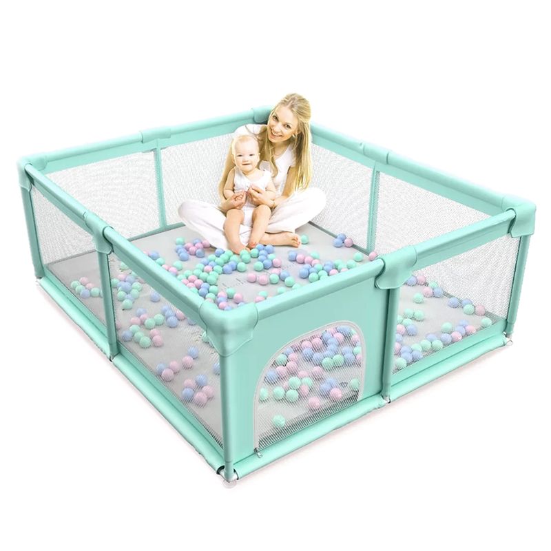 MUNDO ONLINE - Corral de Seguridad Bebe 120cm Cuadrado Verde Menta
