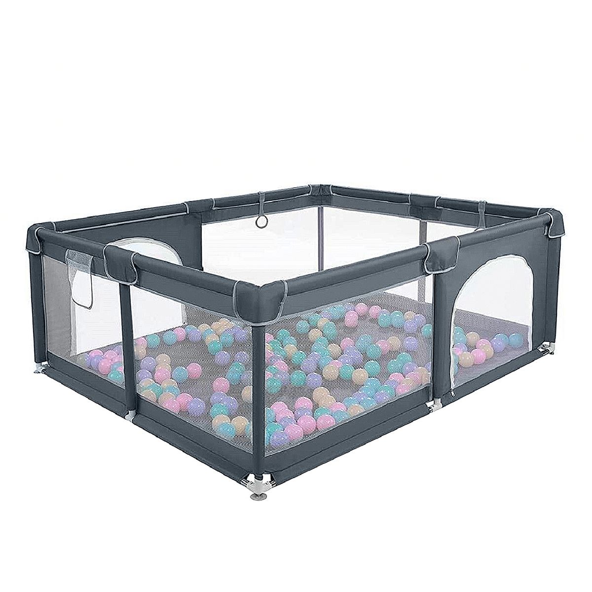 MON PETIT - Corral de Seguridad Bebe 180cm Rectangular Gris