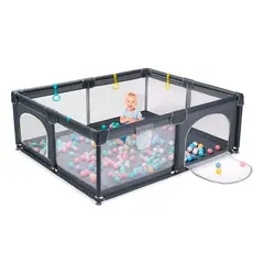MUNDO ONLINE - Corral de Seguridad Bebe 180cm Rectangular Gris