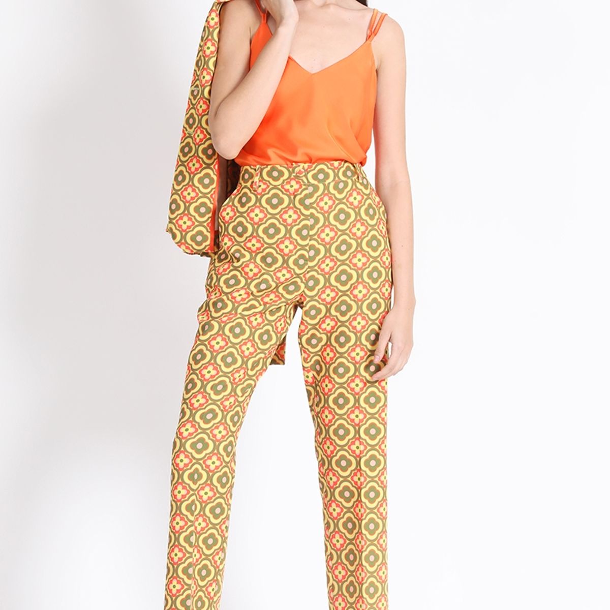 LIOLA - Pantalon Recto Estampado Verde Liola