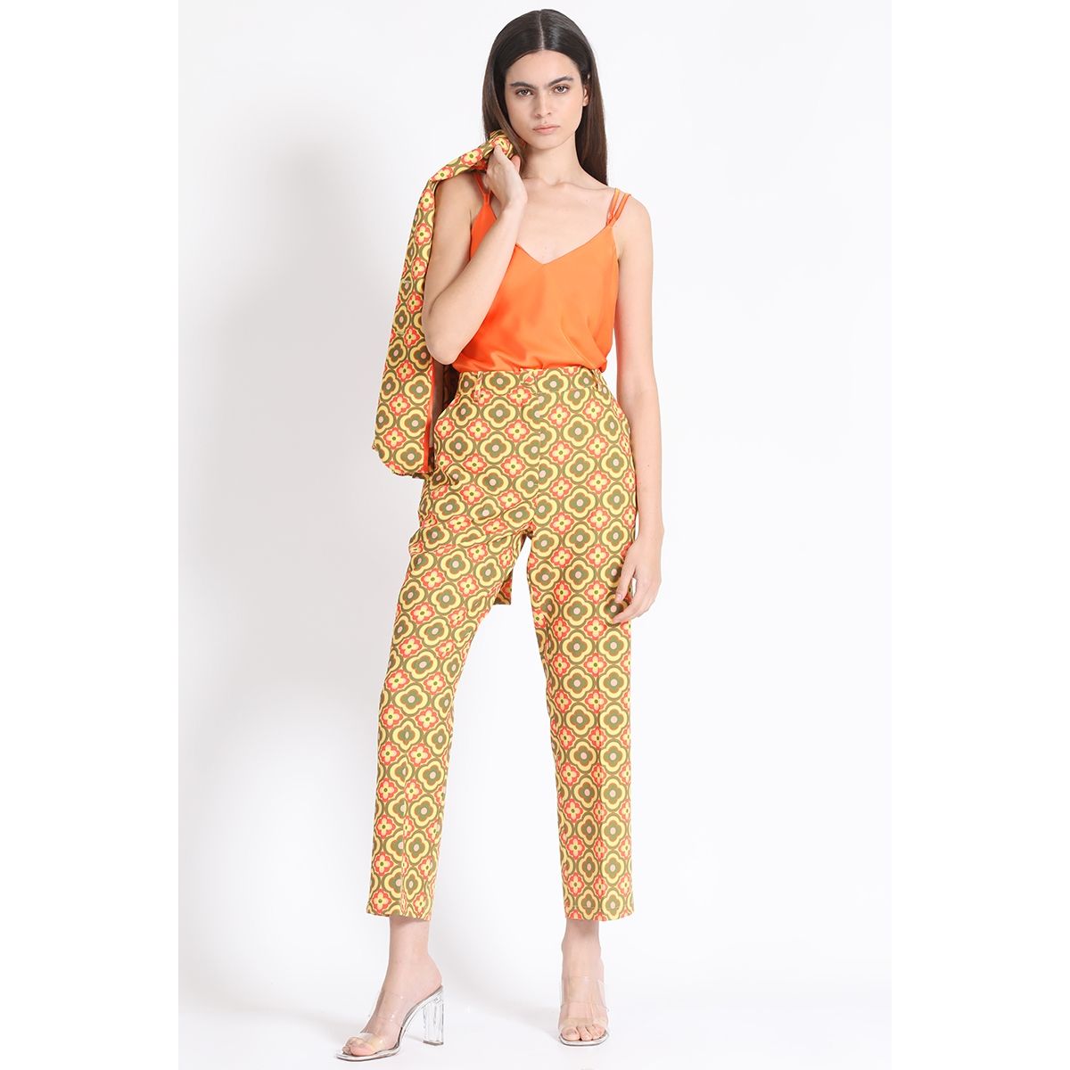 LIOLA - Pantalon Recto Estampado Verde Liola