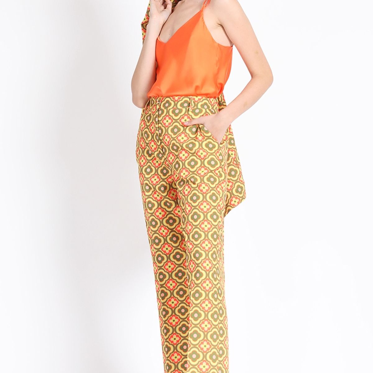 LIOLA - Pantalon Recto Estampado Verde Liola