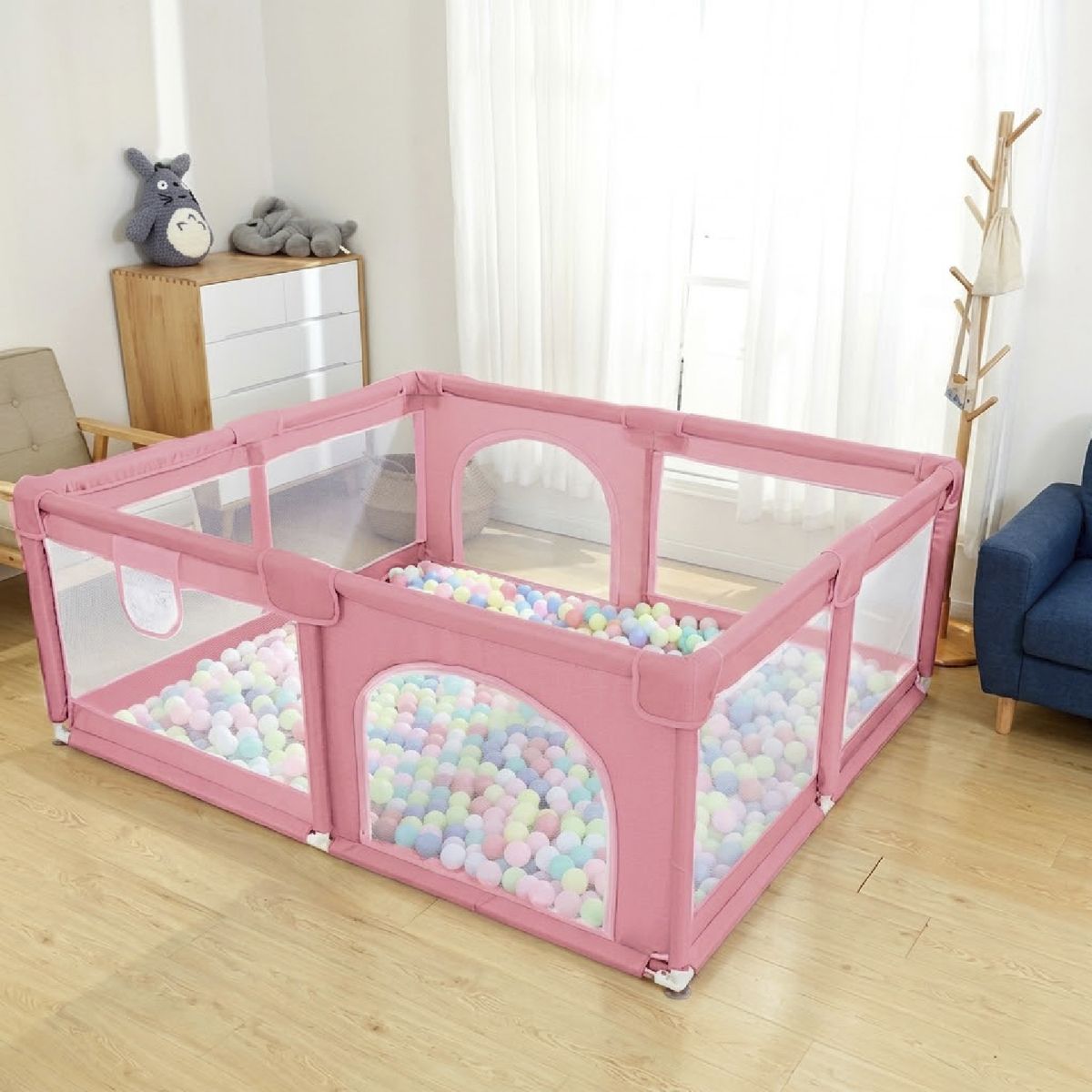 MON PETIT - Corral de Seguridad Bebe 180cm Rectangular Rosado