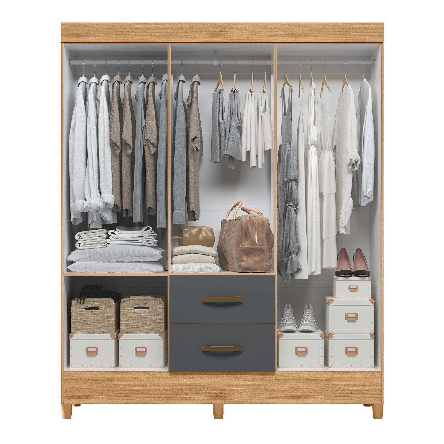 VEKKAHOME COMBO CLOSET 6P+COMODA 4C GRAP (276038+271153