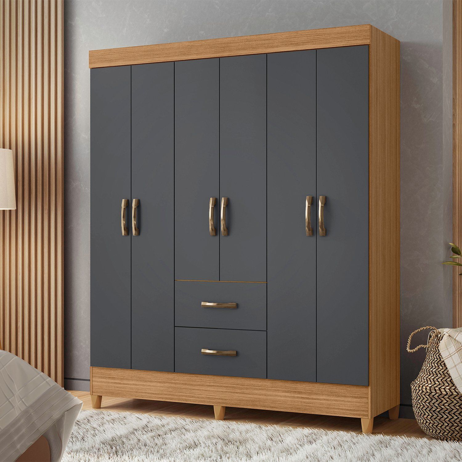 VEKKAHOME COMBO CLOSET 6P+COMODA 4C GRAP (276038+271153