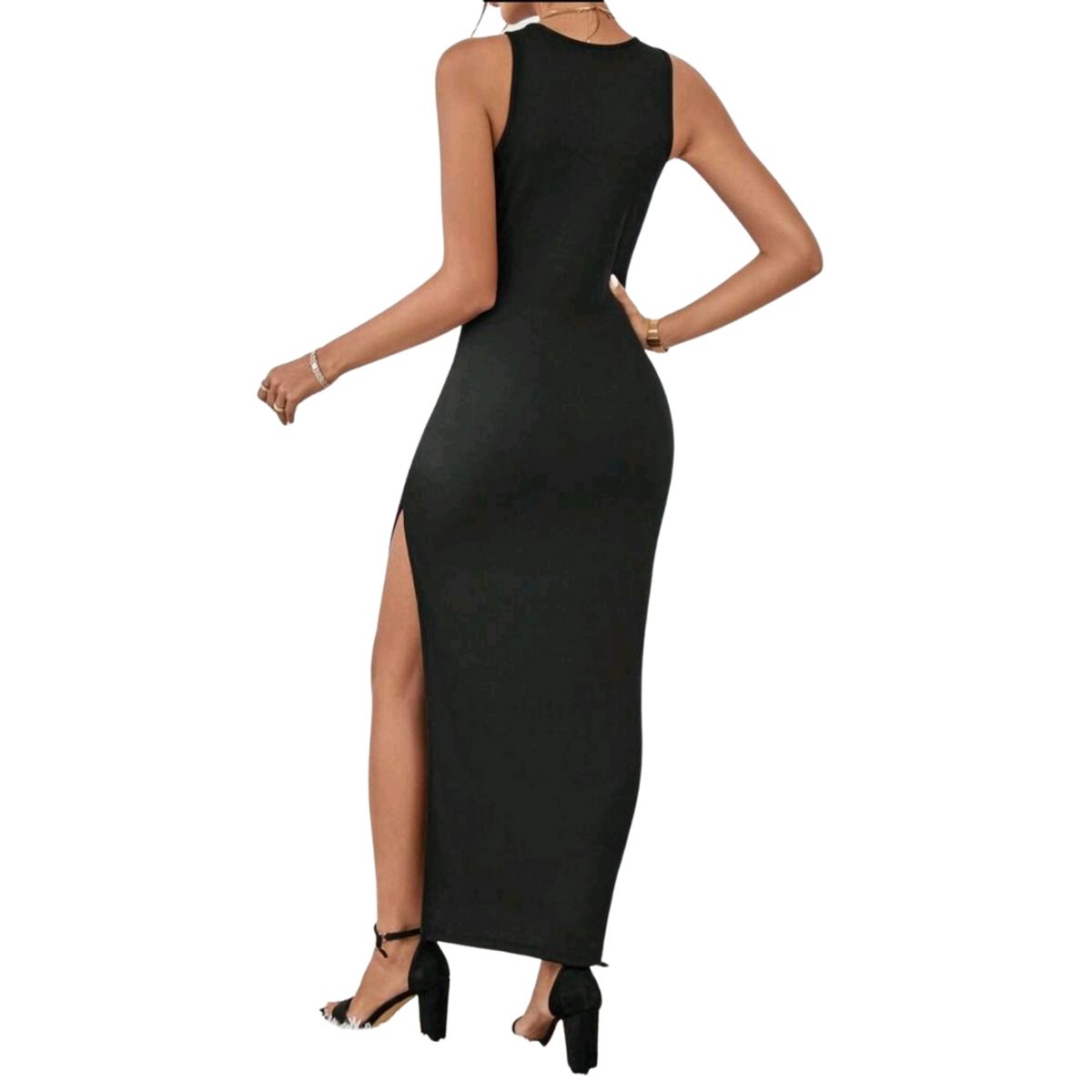 GENERICO - VESTIDO AJUSTADO LARGO CON ABERTURA IDEAL PARA VERANO V049