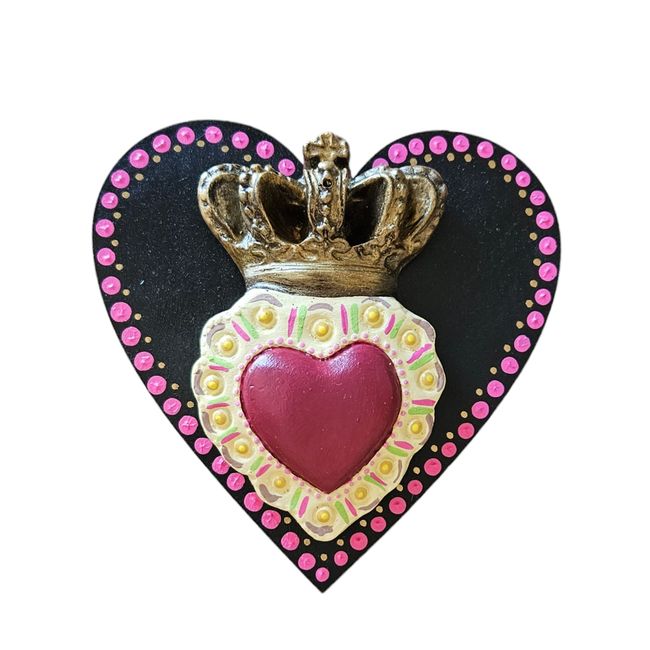 CREA TALLER - Cuadro corazón amarillo corona decorativo