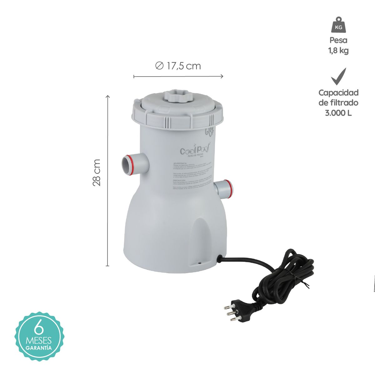 GLOWUP - Bomba de filtro para piscina 3000 Lts Glowup