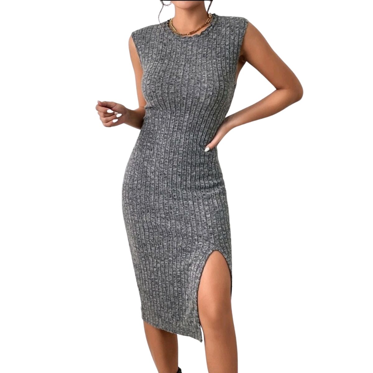 GENERICO - VESTIDO AJUSTADO ABERTURA EN PIERNA SIN MANGAS IDEAL PARA VERANO