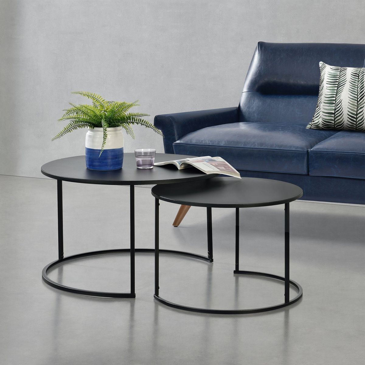 LIVING MARKET - Mesa de Centro Nido Metálica Elda 46 x 74 Hecho a Mano