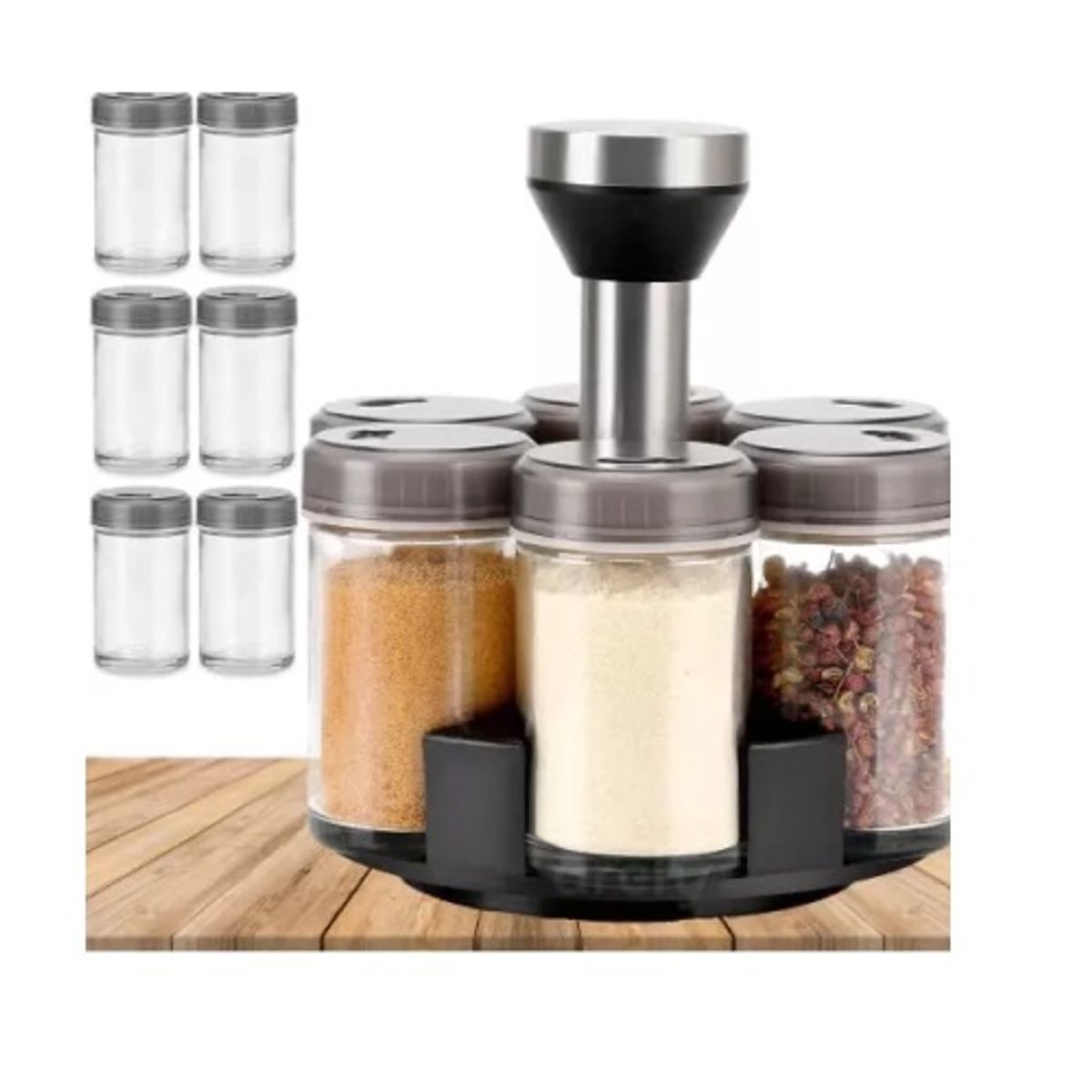 GENERICO - Set Especiero Condimento Giratorio 360 Salidas Multiples