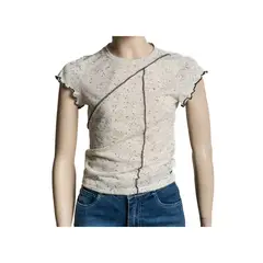 CACAO - Polera Pili Regular Rulet Contratono Color Crudo