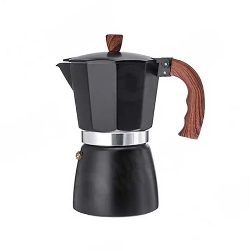 MAILYDEAS HOGAR Y MAS - Cafetera Italiana de Aluminio con mango madera, 12 Tazas