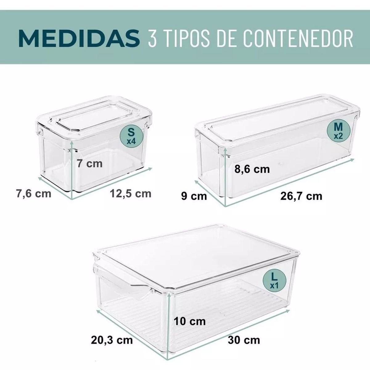 GENERICO - Organizador Refrigerador Cocina Set 7 Contenedores Con Tapa