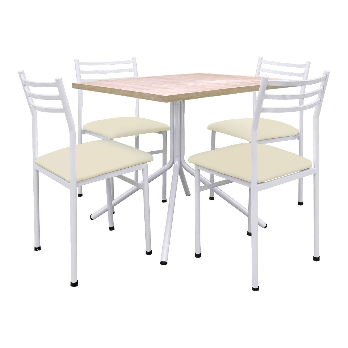 FUTONES Y MUEBLES - Comedor metálico 4 sillas Summer Blanco/Crudo.