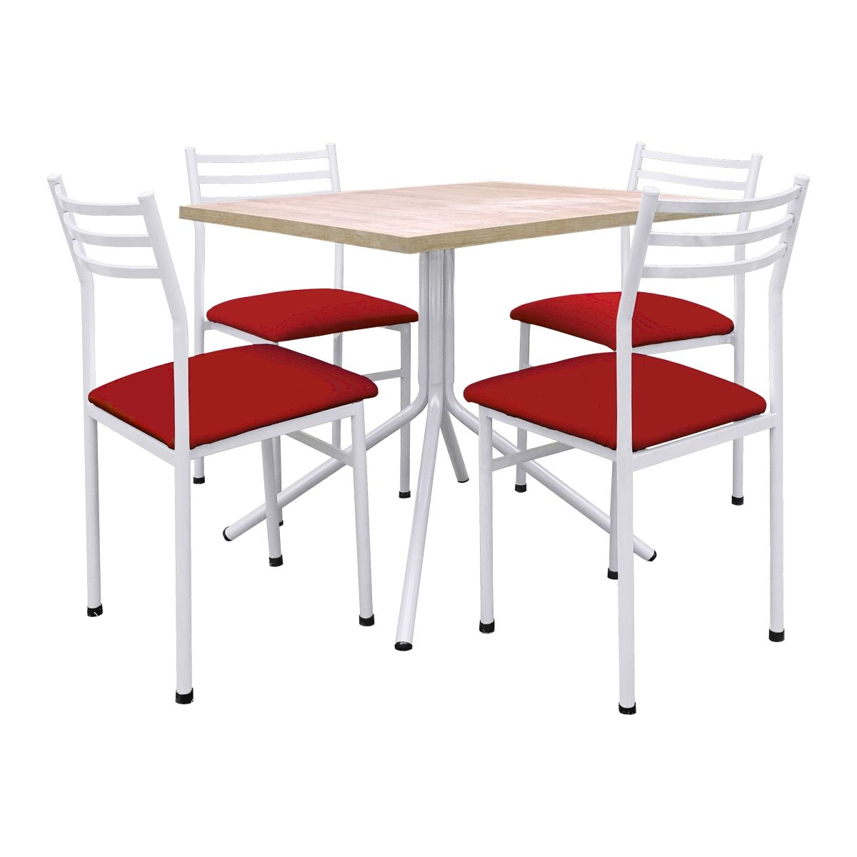 FUTONES Y MUEBLES - Comedor metálico 4 sillas Summer Blanco/Rojo.