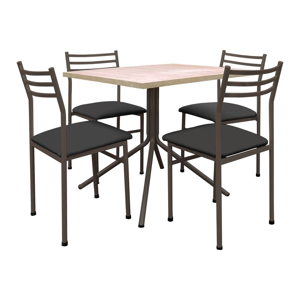 FUTONES Y MUEBLES - Comedor metálico 4 sillas Summer Castaño/Negro.