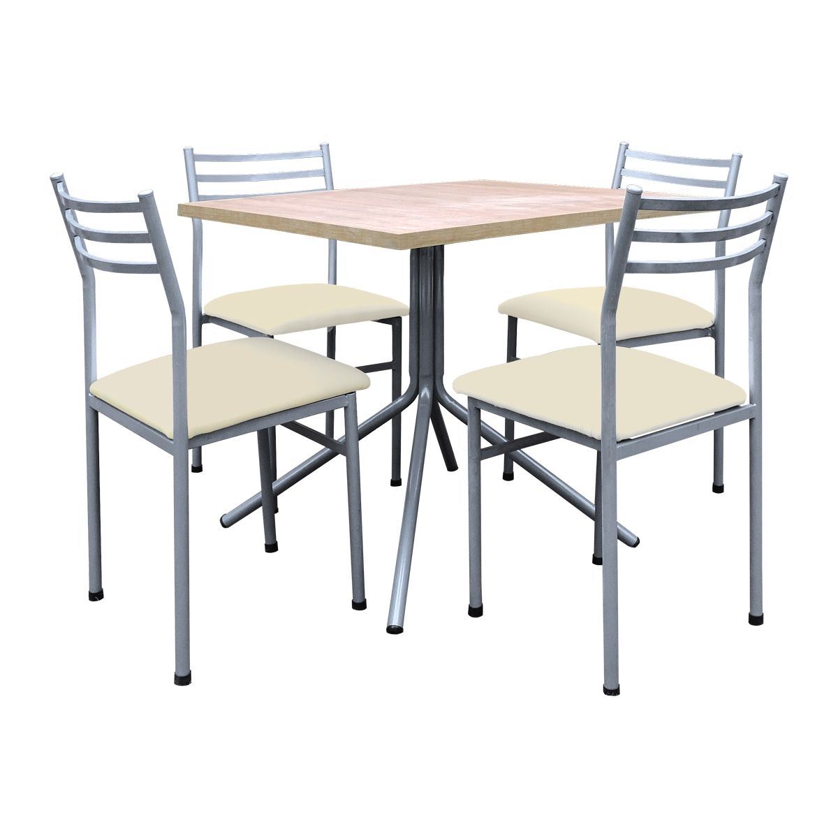 FUTONES Y MUEBLES - Comedor metálico 4 sillas Summer Ceniza/Crudo.