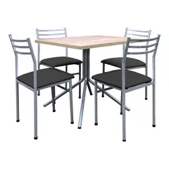 FUTONES Y MUEBLES - Comedor metálico 4 sillas Summer Ceniza/Negro