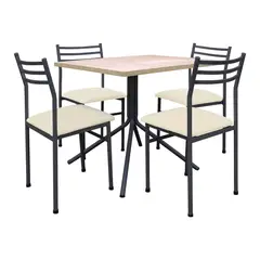 FUTONES Y MUEBLES - Comedor metálico 4 sillas Summer Grafito/Crudo
