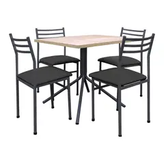 FUTONES Y MUEBLES - Comedor metálico 4 sillas Summer Grafito/Negro