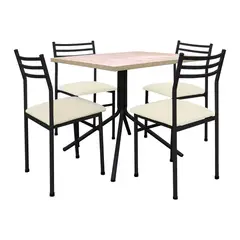 FUTONES Y MUEBLES - Comedor metálico 4 sillas Summer Negro/Crudo