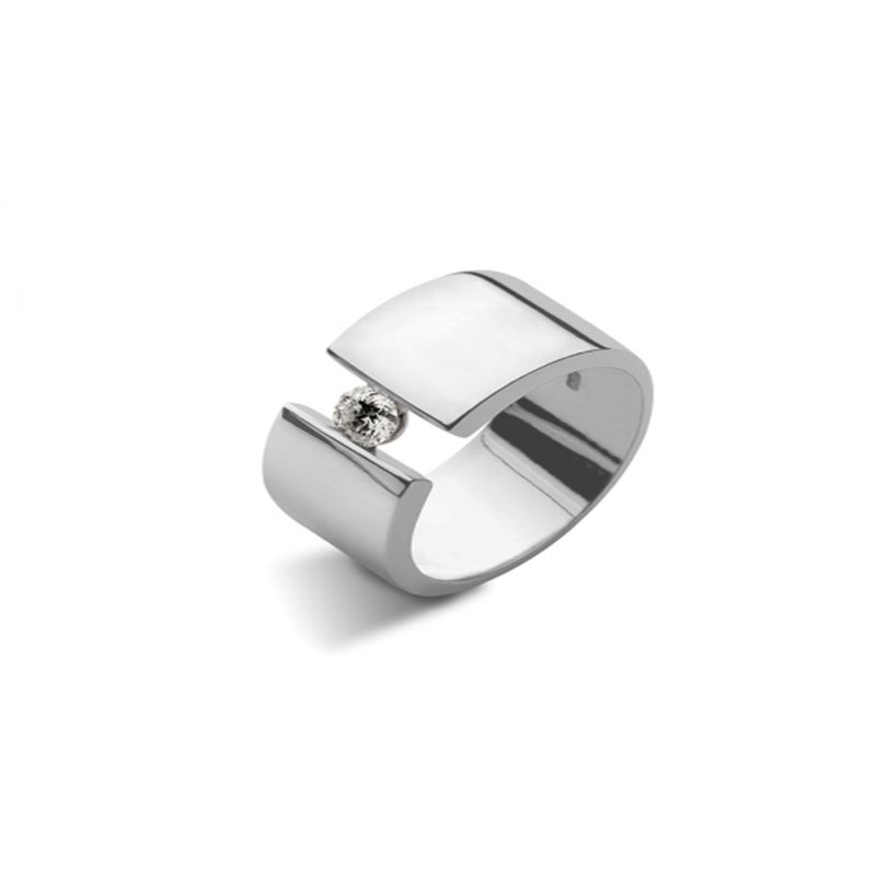 JB JOYAS BARON - Anillo de Platino 950 Modelo Voler con 01 Diamante Corte Brillante Solitario de 10pts