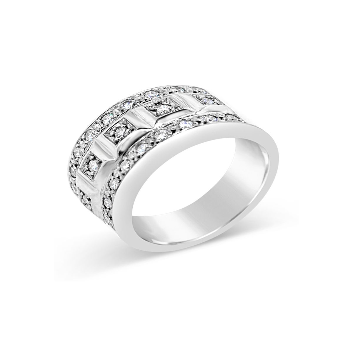 JB JOYAS BARON - Anillo de Oro Blanco 18kt Modelo Ekati con 23 Diamantes Corte Brillante de 2pts