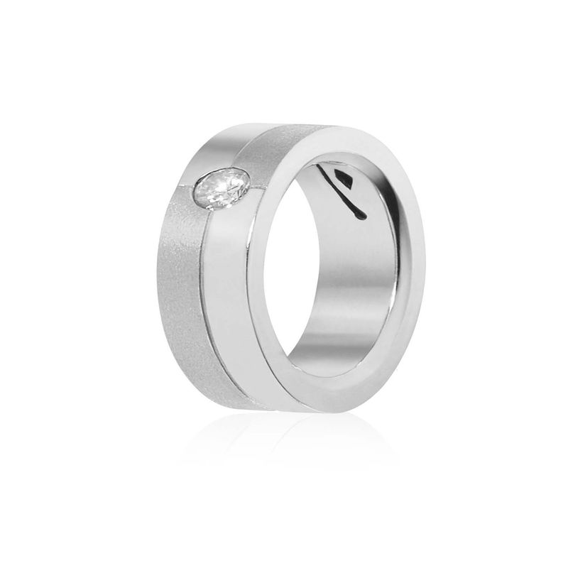 JB JOYAS BARON - Anillo de Oro Blanco 18kt Modelo Furt con 01 Diamante Corte Brillante Solitario 5pts