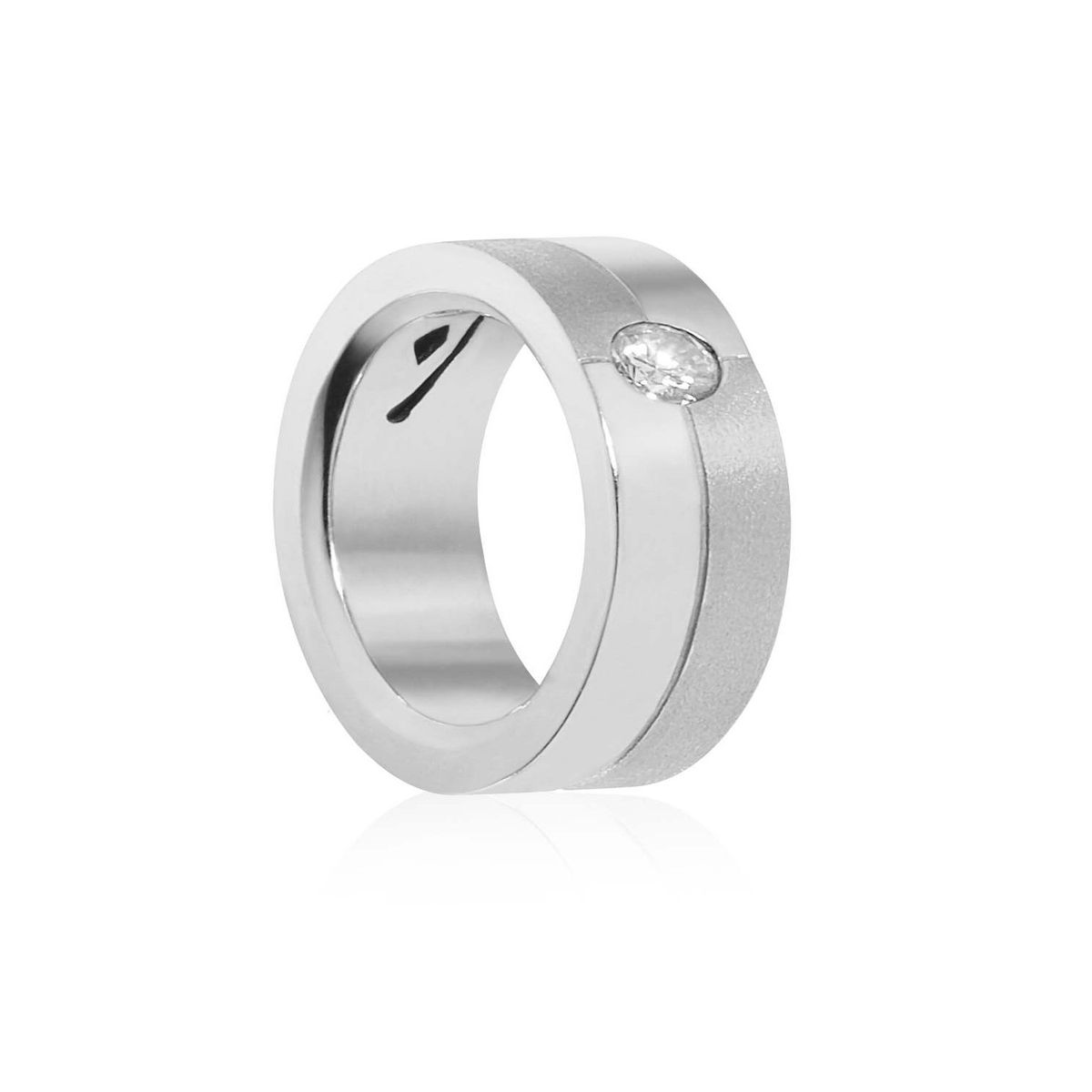 JB JOYAS BARON - Anillo de Oro Blanco 18kt Modelo Furt con 01 Diamante Corte Brillante Solitario 5pts