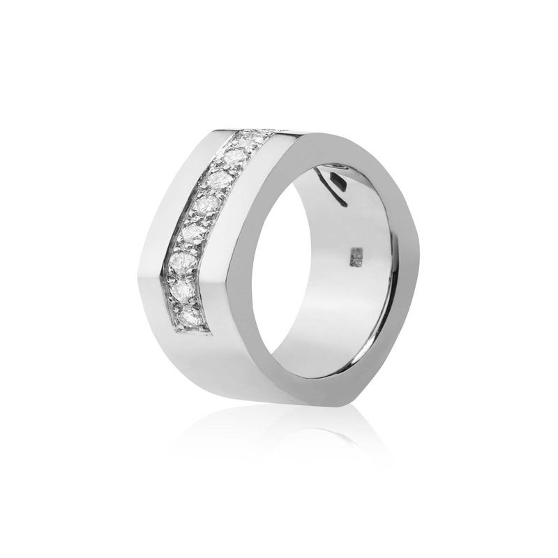 JB JOYAS BARON - Anillo de Oro Blanco 18kt Modelo Dask con 10 Diamantes Corte Brillante de 2pts