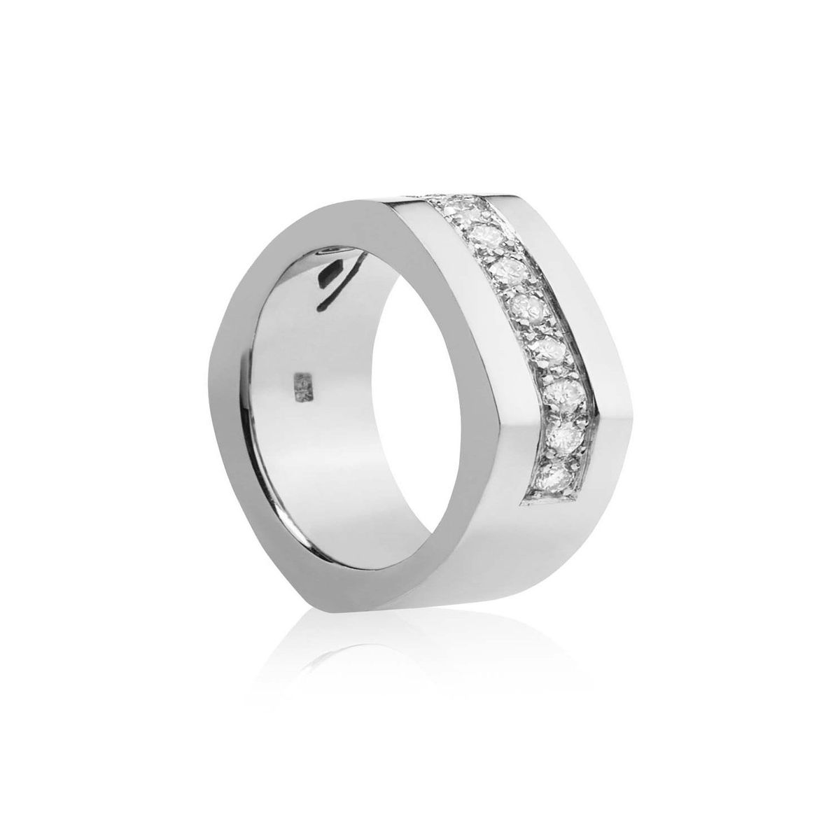 JB JOYAS BARON - Anillo de Oro Blanco 18kt Modelo Dask con 10 Diamantes Corte Brillante de 2pts