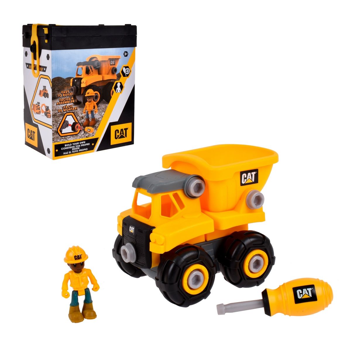 CAT - Excavadora armable CAT para construcción con figura y