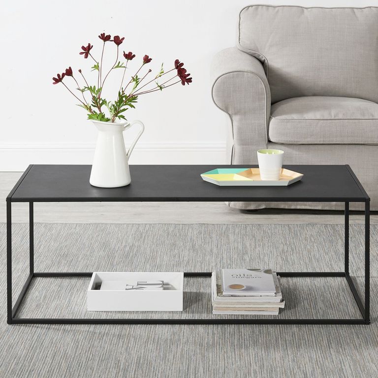 Mesa de centro metalica Leknes Negra 100x50x40 Hecho a Mano
