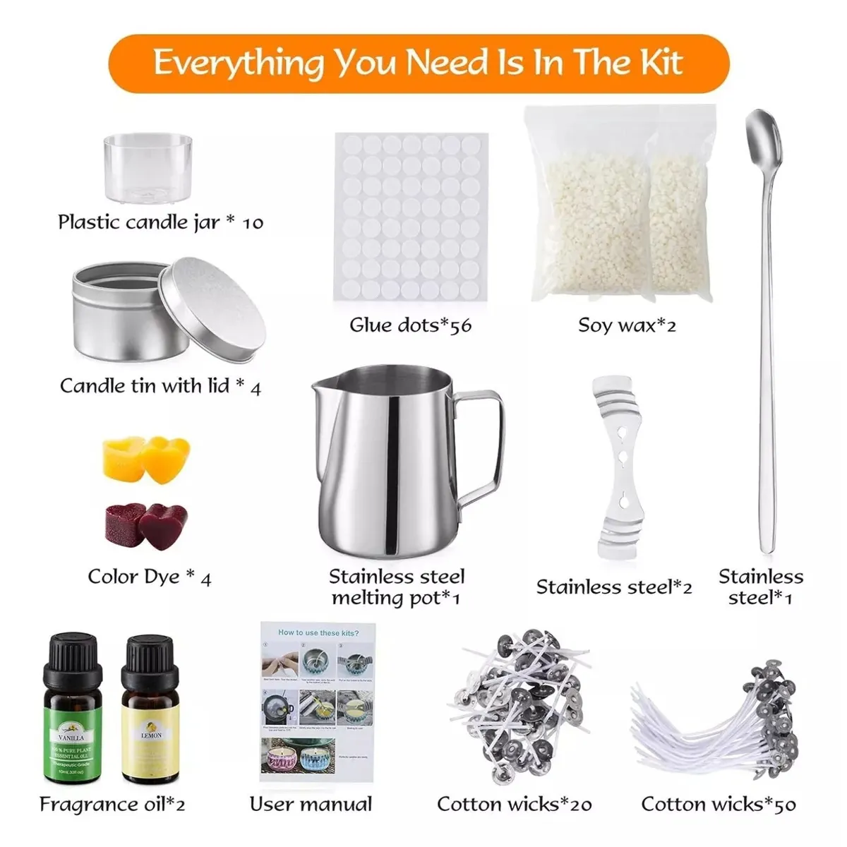 ESHOPANGIE - Kit De Fabricación De Velas Para Principiantes, 153 Piezas