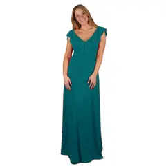 MARIA PASKARO - Vestido Largo Marken Petroleo Lycra Fria Vuelo Grande - Negro