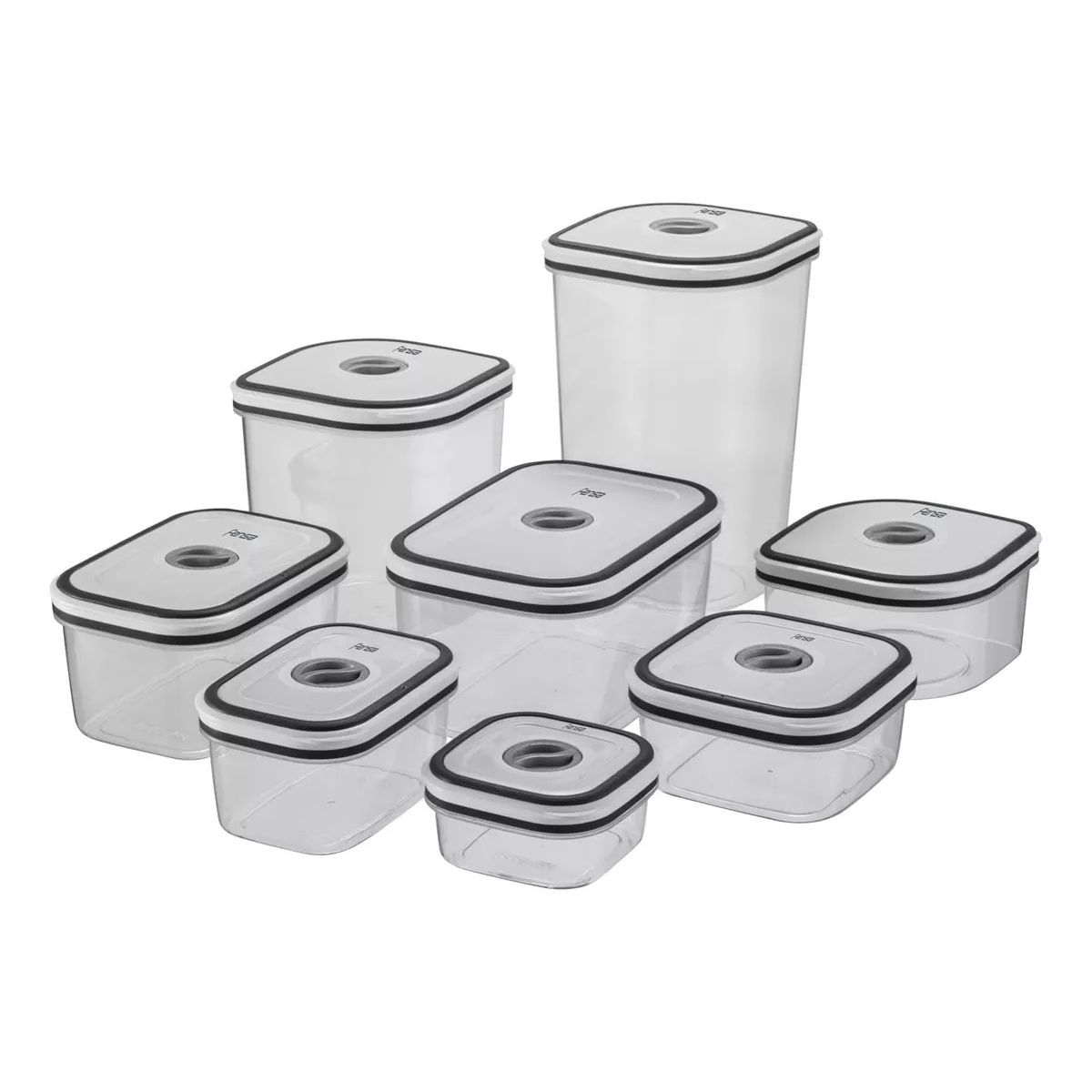 GENERICO - Set Contenedores Plasticos 8 Un Gris