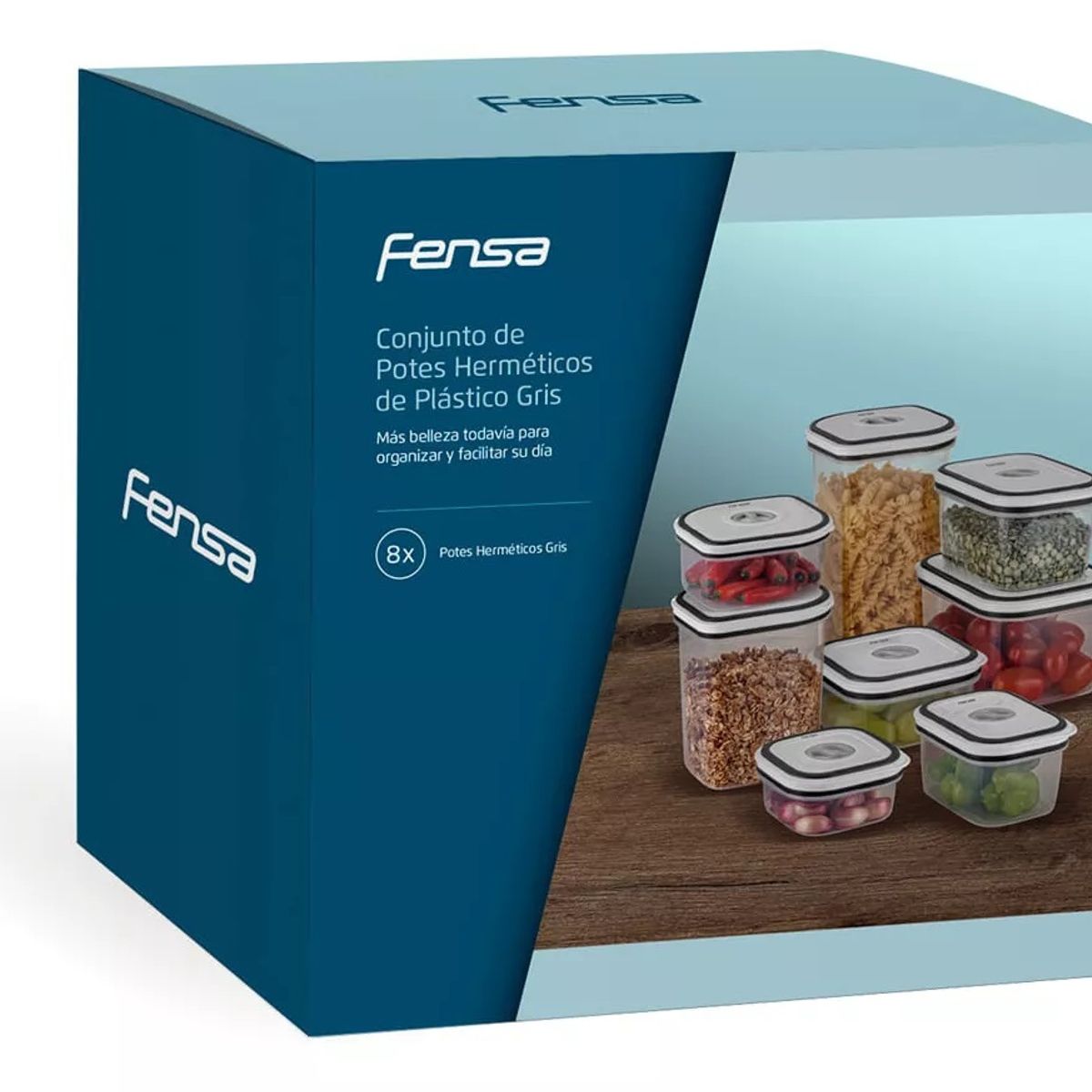 GENERICO - Set Contenedores Plasticos 8 Un Gris