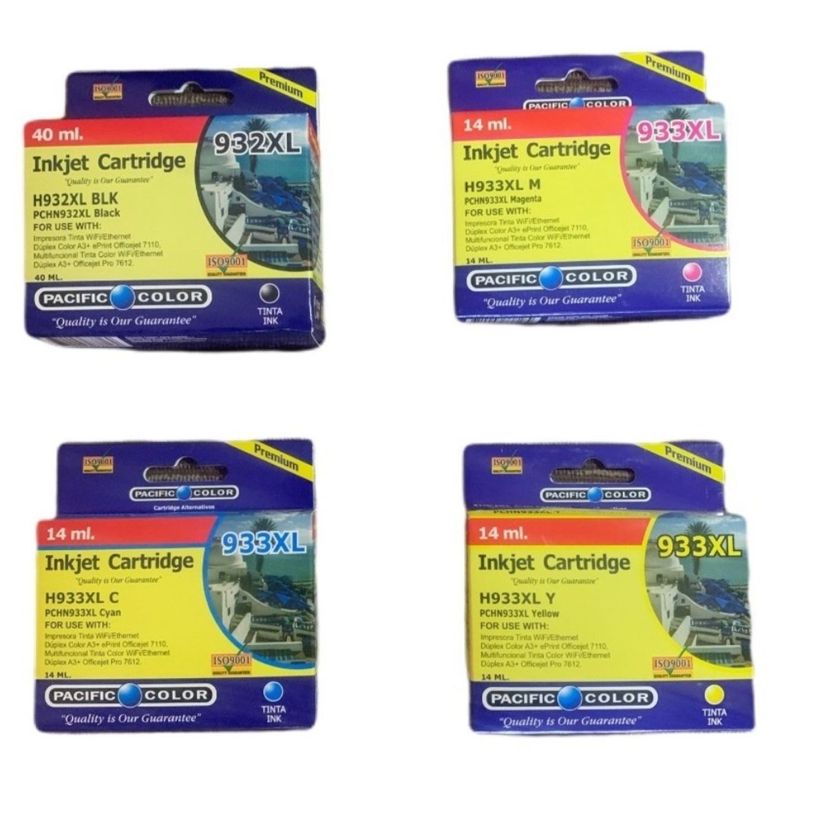 GENERICO - Pack 4 Cartuchos Tintas Alternativas Xl 932 933 Hp Officejet 7610 7110
