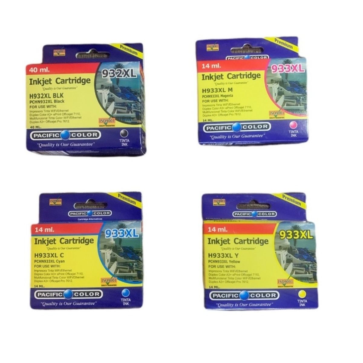 GENERICO - Pack 4 Cartuchos Tintas Alternativas Xl 932 933 Hp Officejet 7610 7110