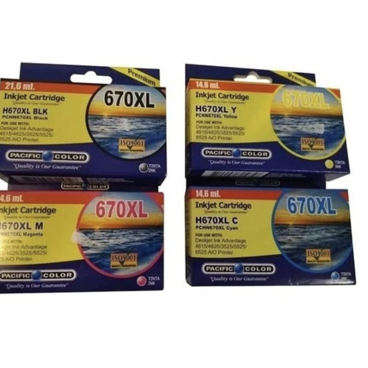 GENERICO - Pack 4 de Cartuchos Tintas Alternativas 670 Xl para Hp Deskjet 3525