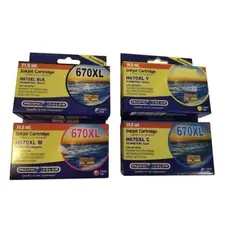 GENERICO - Pack 4 de Cartuchos Tintas Alternativas 670 Xl para Hp Deskjet 3525
