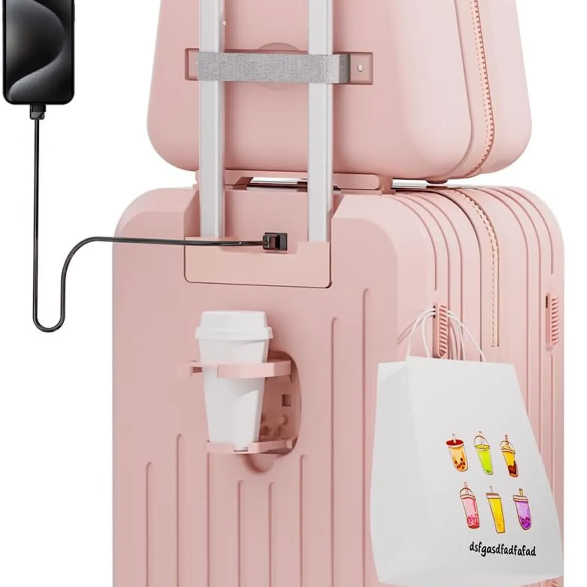 BLUEDREAMER - maletas de viaje multifuncional bolsa maleta con ruedas - Rosa  21-